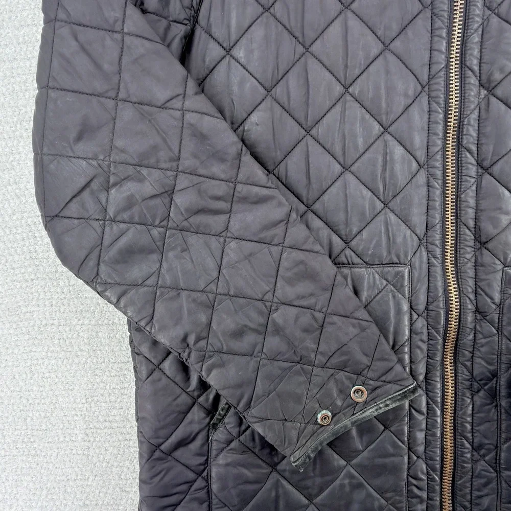 Polo Ralph Lauren Jacket Mens XL Black Quilted Full Zip Fleece Lined Distressed